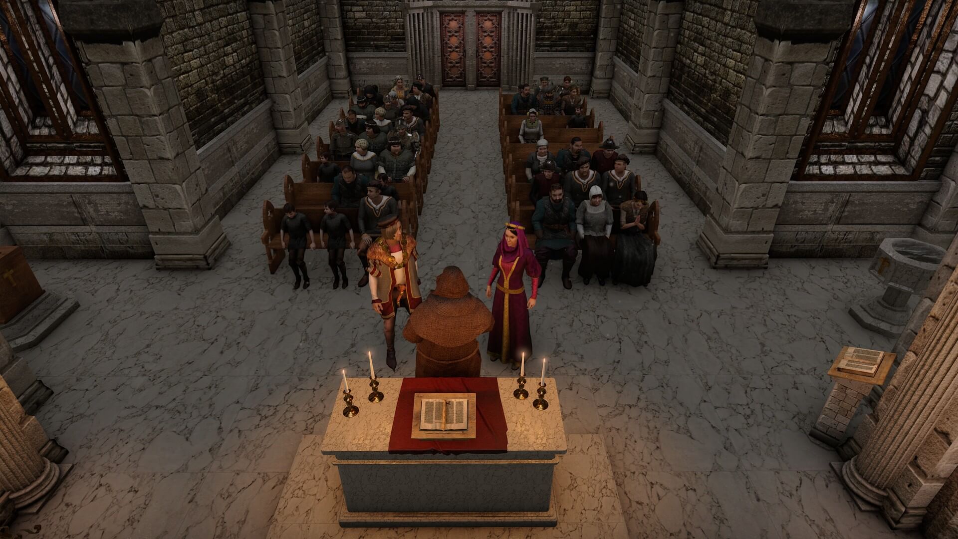 Church ceremony in The Guild 3 with a public gathering