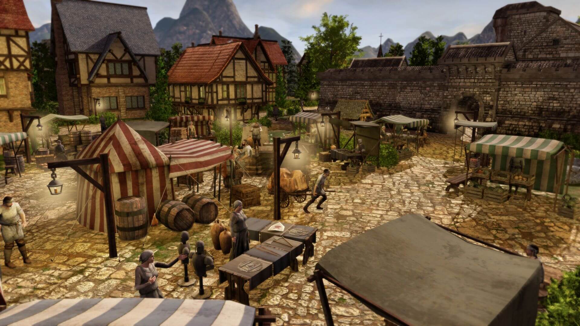 Busy The Guild 3 market square to check when production slows down