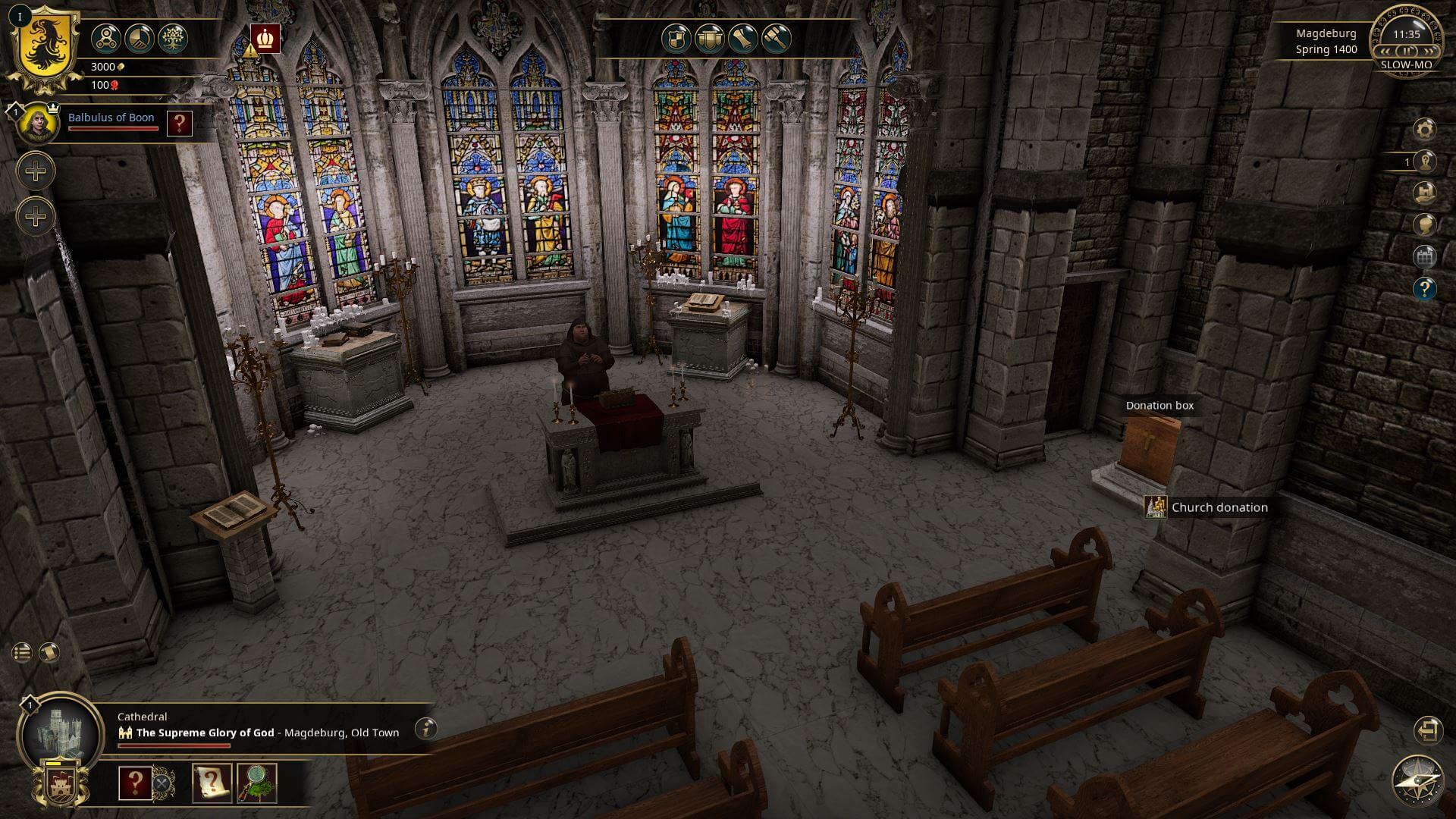 The Guild 3 cathedral interior with donation box for reputation actions