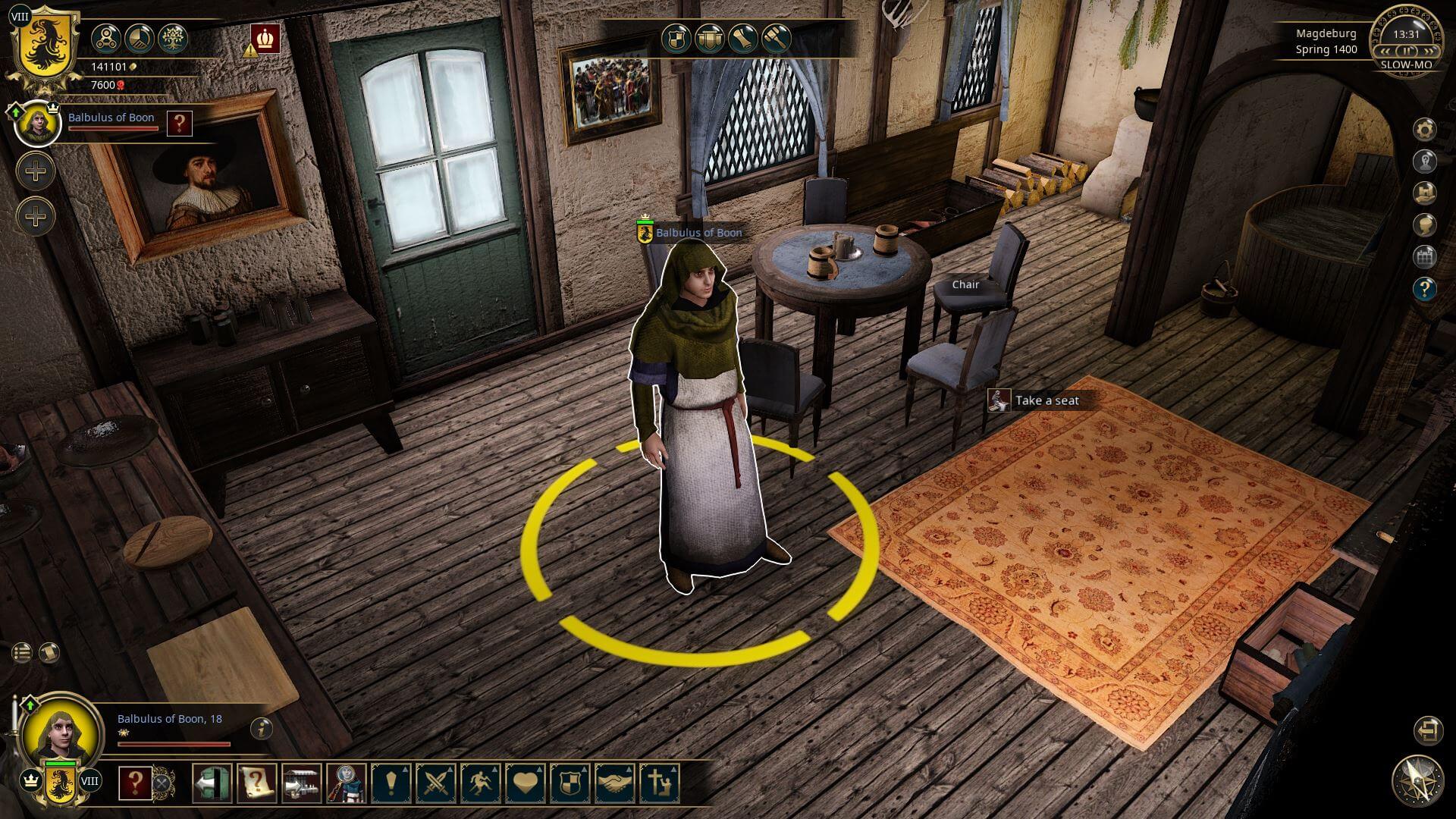 Selected character inside a The Guild 3 house for family and succession management
